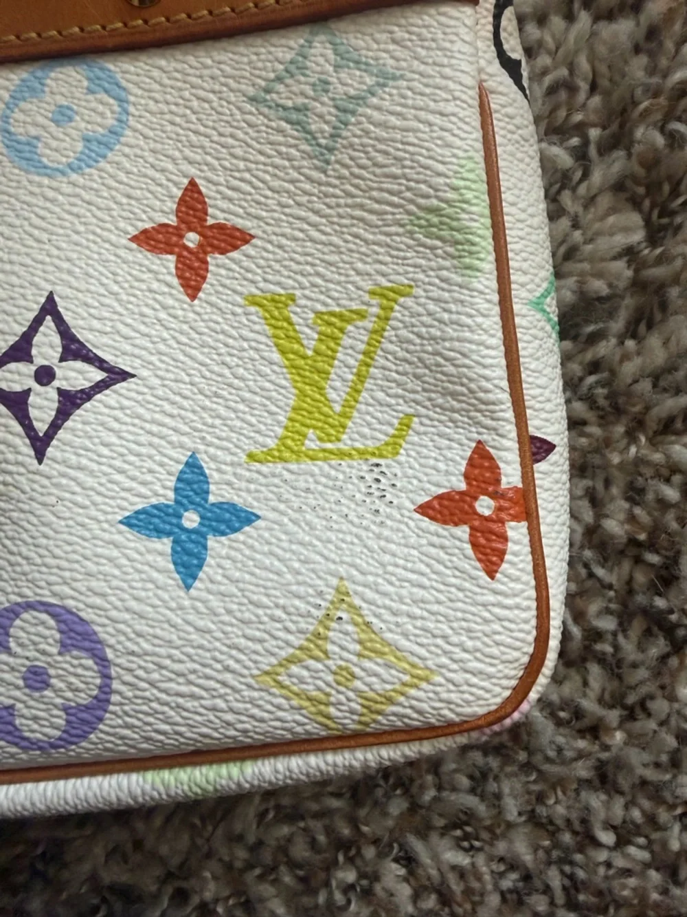 Louis Vuitton Multicolor Monogram White Mini Pochette with Tan Trim - Picture 7 of 13